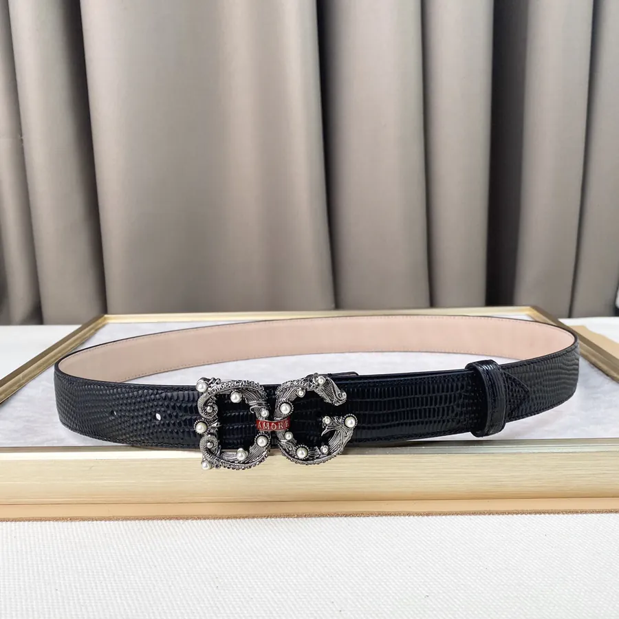 D&G New Belt with Precision Brass Hardware and Grained Calfskin