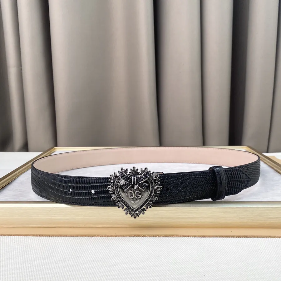 D&G New Belt Precision Brass Hardware, Genuine Alligator Grain Calfskin