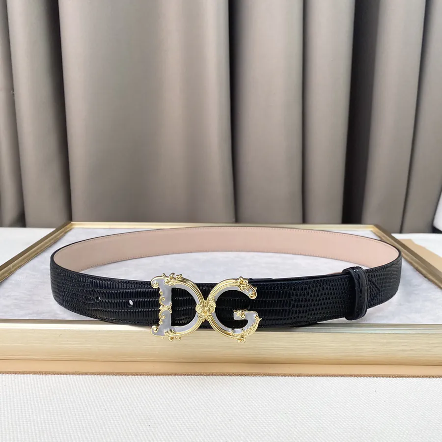 D&G New Belt Precision Brass Hardware, Original Lizard Grained Calfskin