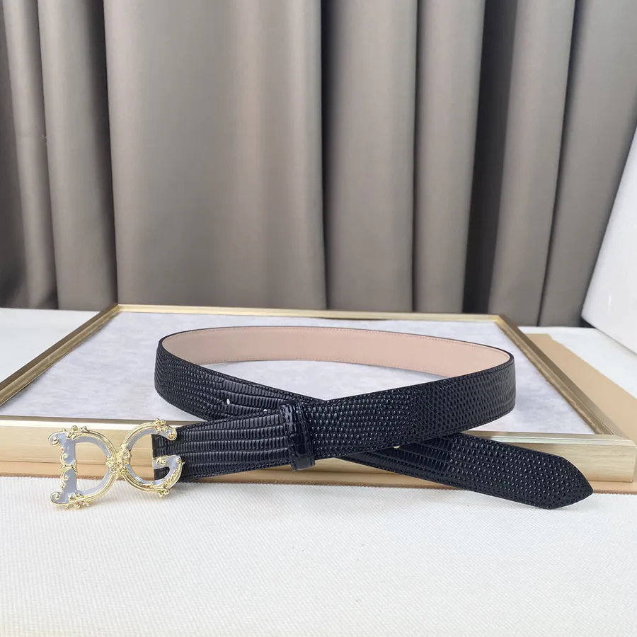D&G New Belt Precision Brass Hardware, Original Lizard Grained Calfskin