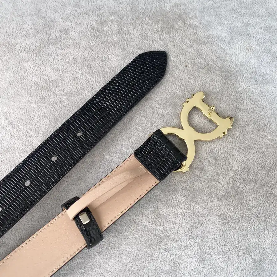 D&G New Belt Precision Brass Hardware, Original Lizard Grained Calfskin