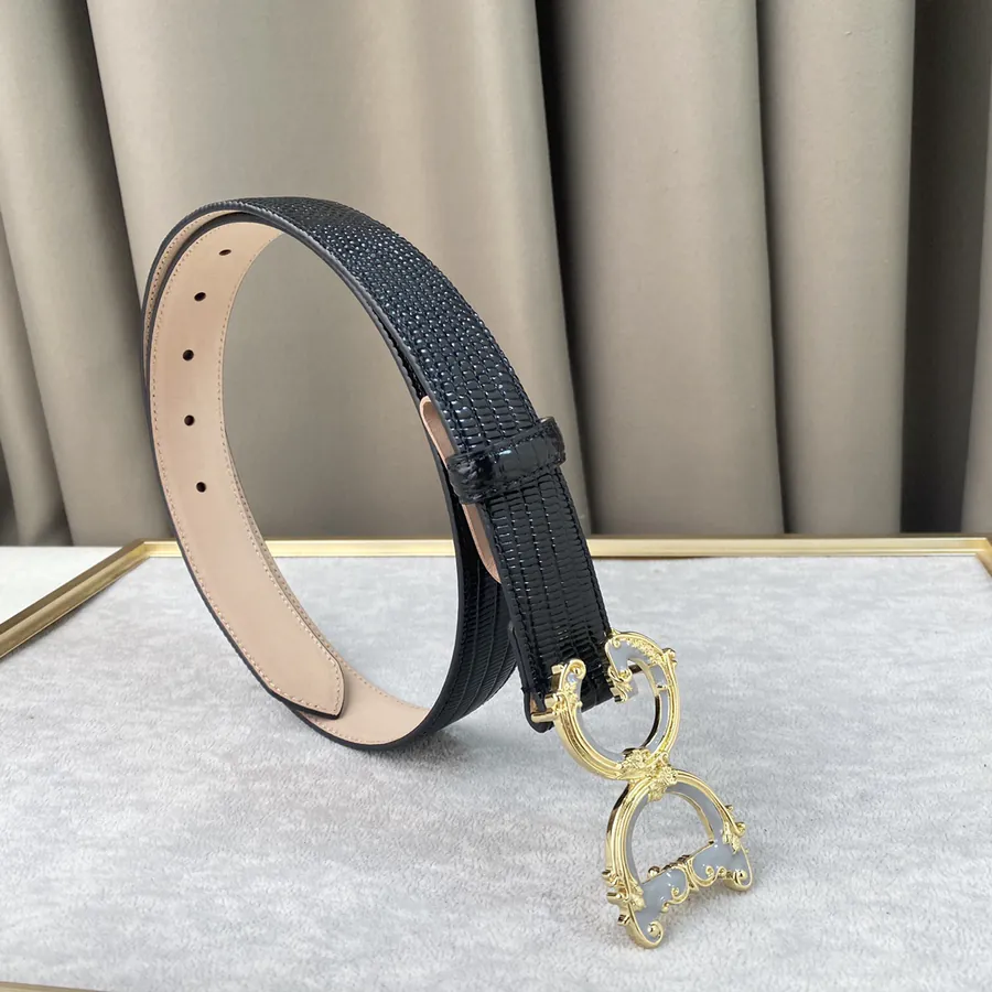 D&G New Belt Precision Brass Hardware, Original Lizard Grained Calfskin