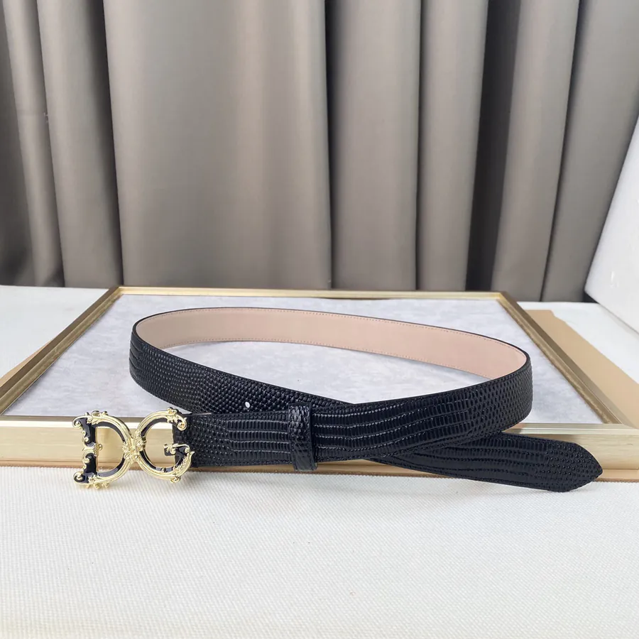 D&G Belt with Precision Brass Hardware, Genuine Alligator Calfskin
