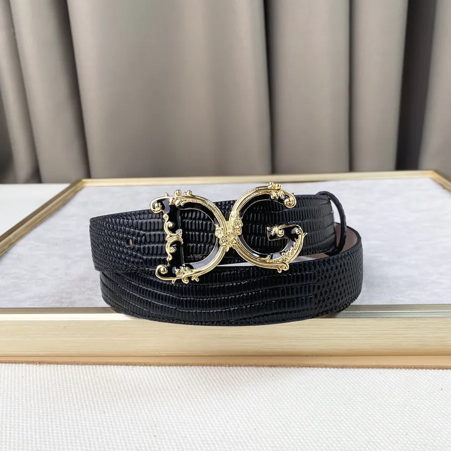 D&G Belt with Precision Brass Hardware, Genuine Alligator Calfskin