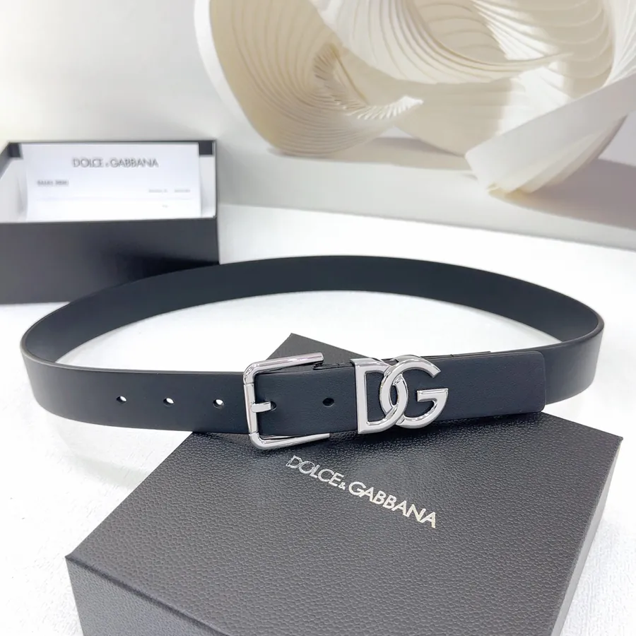 D&G Belt in 3.0cm Width, Genuine Leather, Classic Style