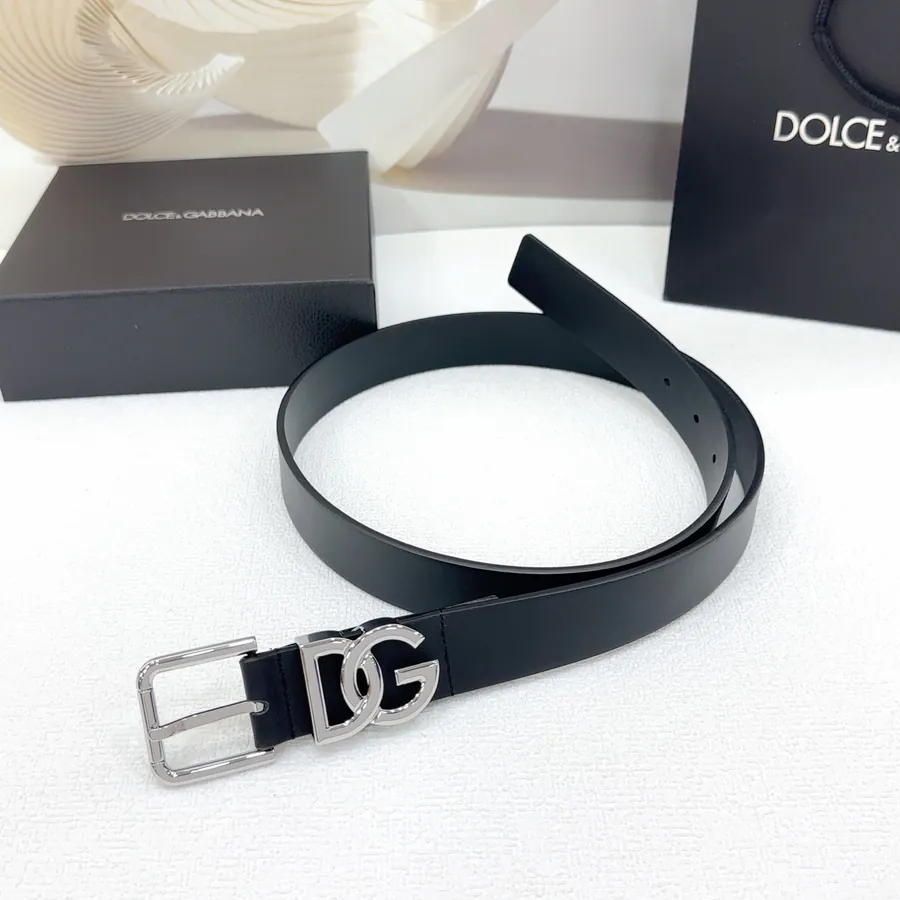 D&G Belt in 3.0cm Width, Genuine Leather, Classic Style