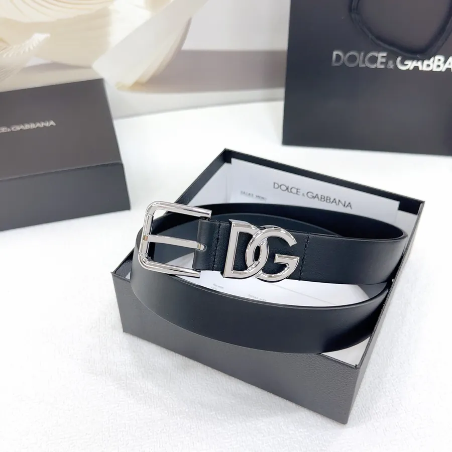 D&G Belt in 3.0cm Width, Genuine Leather, Classic Style