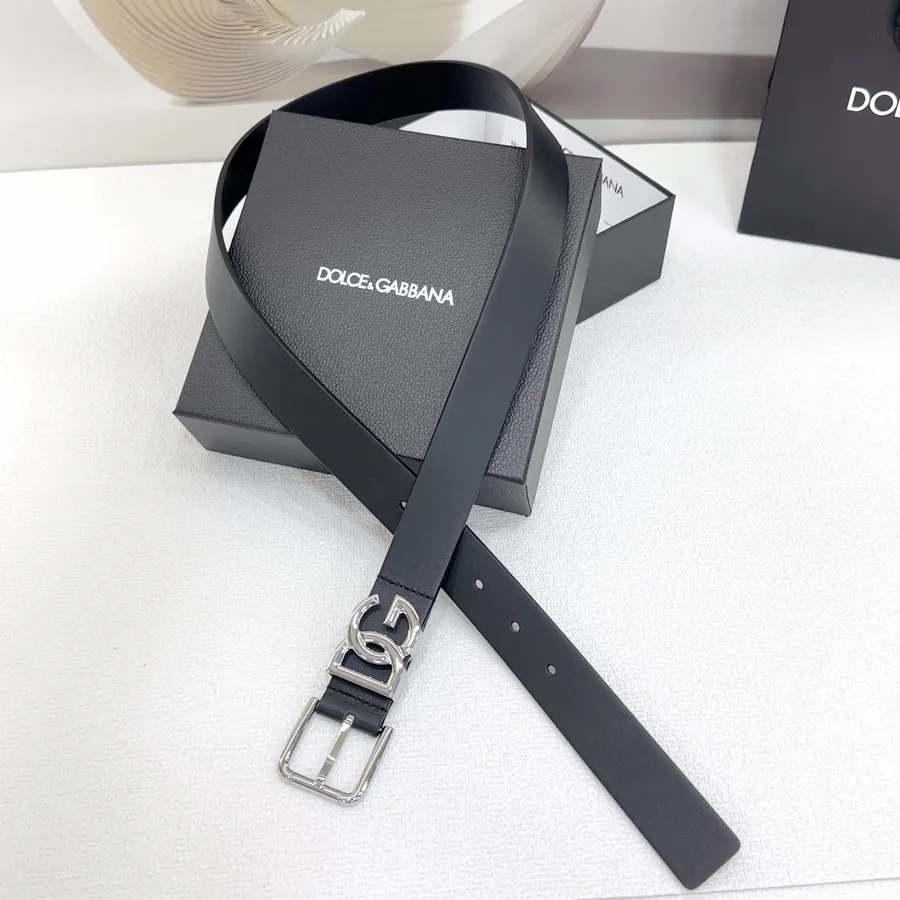 D&G Belt in 3.0cm Width, Genuine Leather, Classic Style