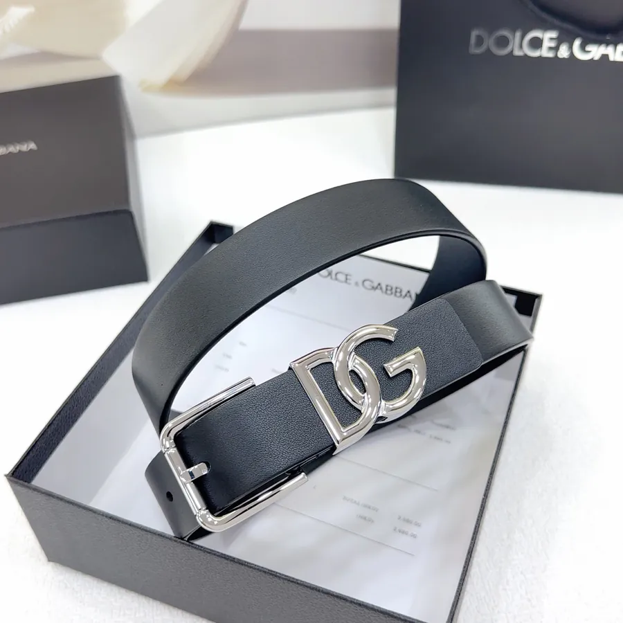 D&G Belt in 3.0cm Width, Genuine Leather, Classic Style