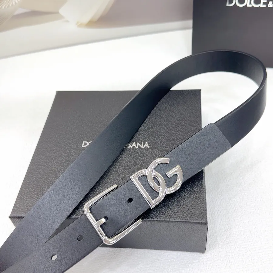 D&G Belt in 3.0cm Width, Genuine Leather, Classic Style