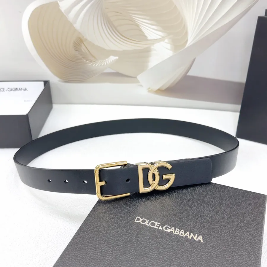 D&G Belt in 3.0cm Width, Premium Full Grain Calfskin