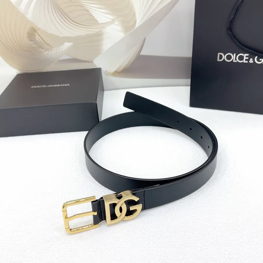 D&G Belt in 3.0cm Width, Premium Full Grain Calfskin