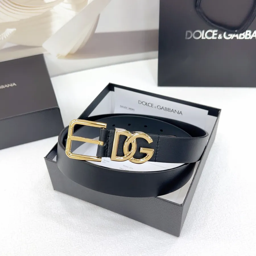 D&G Belt in 3.0cm Width, Premium Full Grain Calfskin