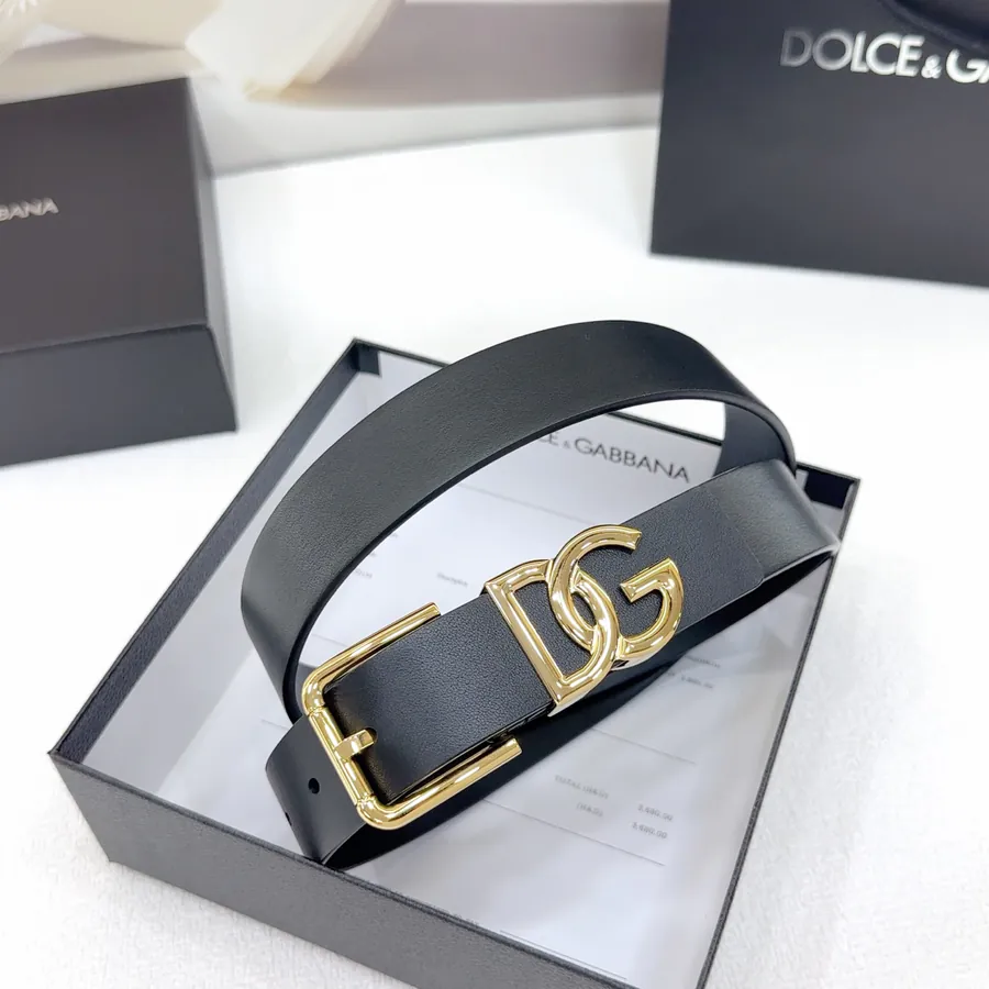 D&G Belt in 3.0cm Width, Premium Full Grain Calfskin