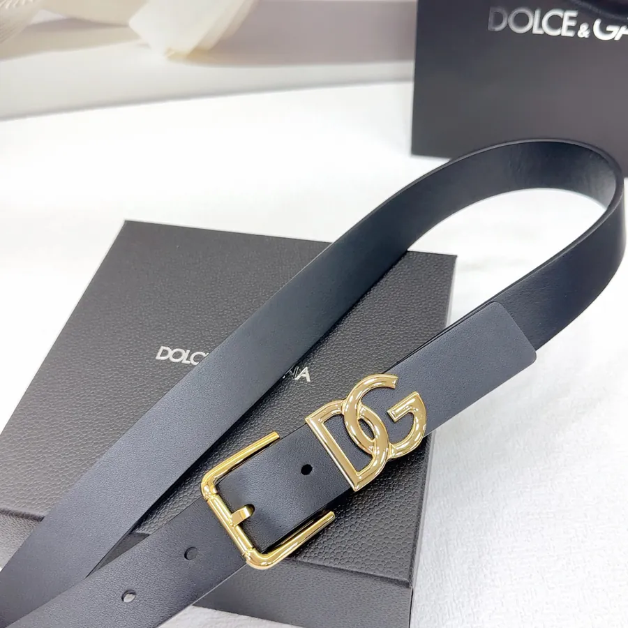 D&G Belt in 3.0cm Width, Premium Full Grain Calfskin