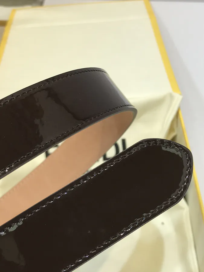 New FD Grained Calfskin Belt with Double F Buckle