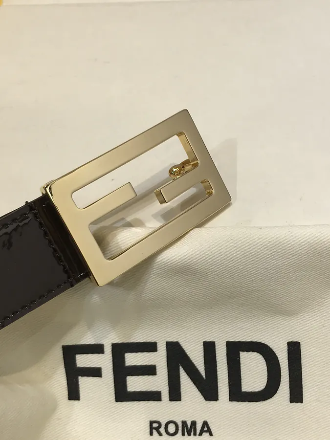 New FD Grained Calfskin Belt with Double F Buckle