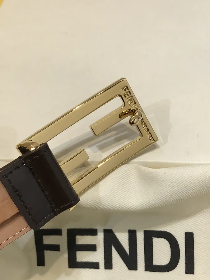 New FD Grained Calfskin Belt with Double F Buckle