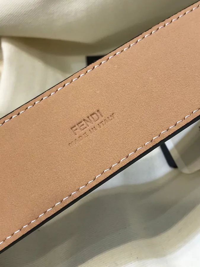 New FD Grained Calfskin Belt with Double F Buckle