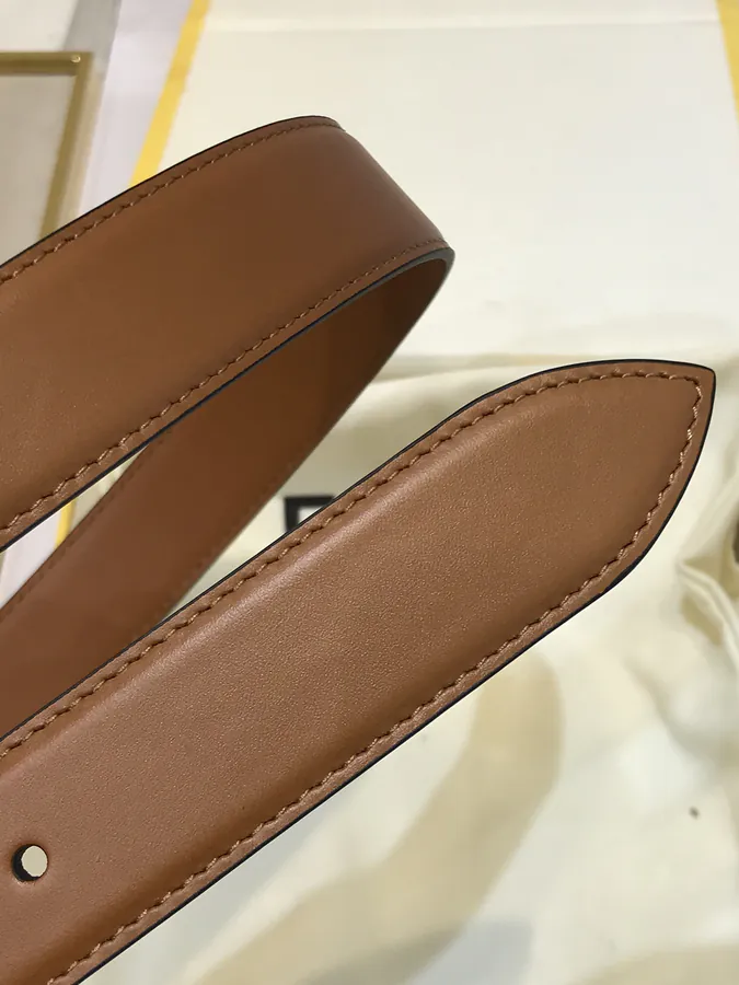FD Logo Belt with Double F Buckle, Grained Calfskin