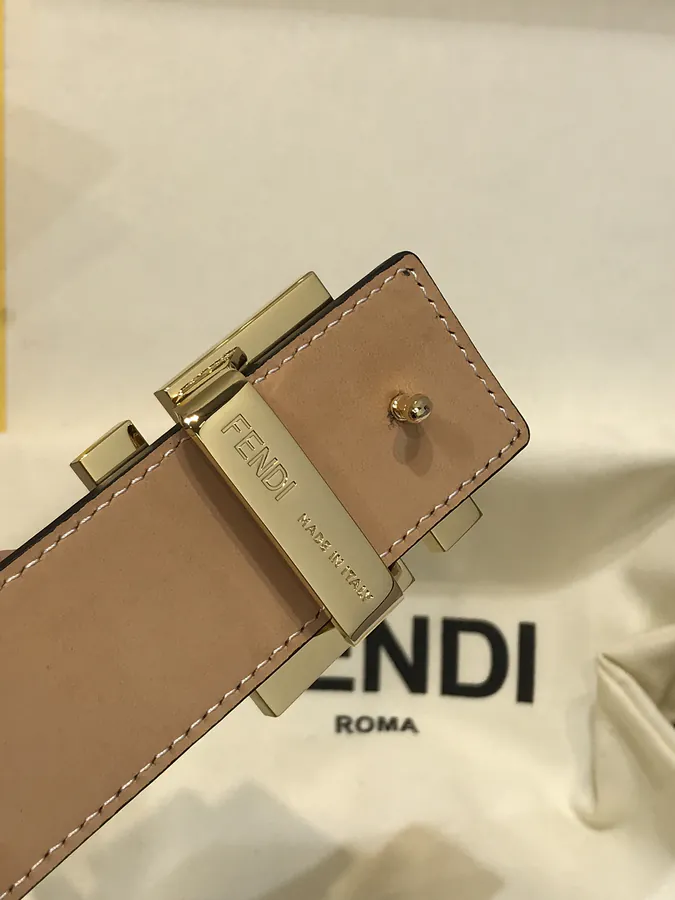FD Wide Leather Belt with Gold Plating