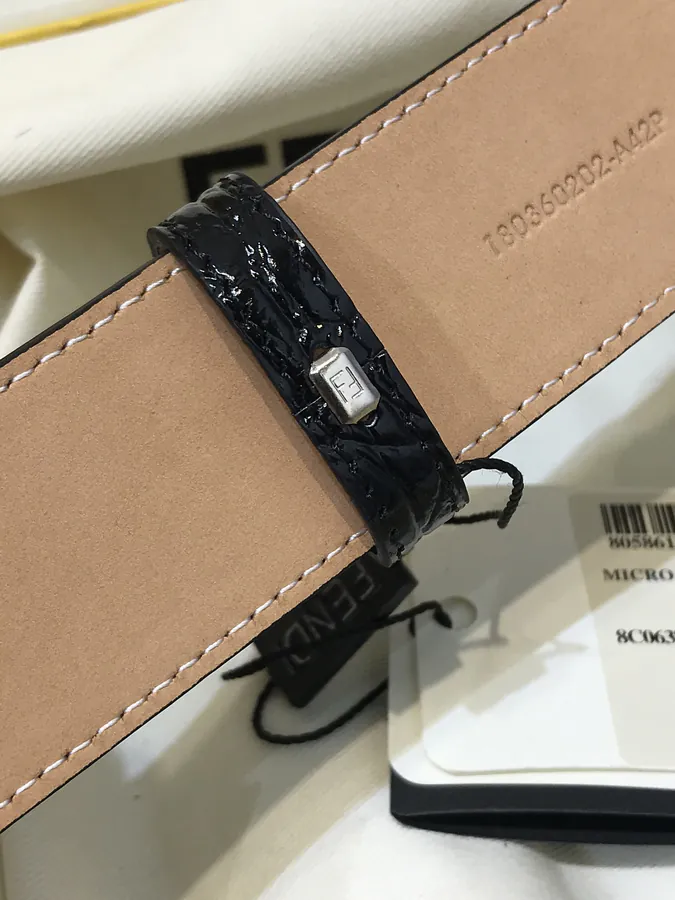 FD Wide Leather Belt with Gold Plating