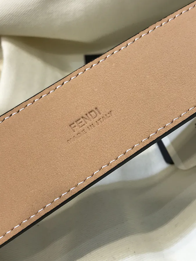 FD Wide Leather Belt with Gold Plating