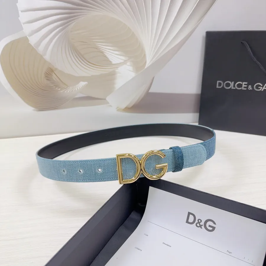 D&G Belt in 3.0cm Width, Premium Leather and Denim