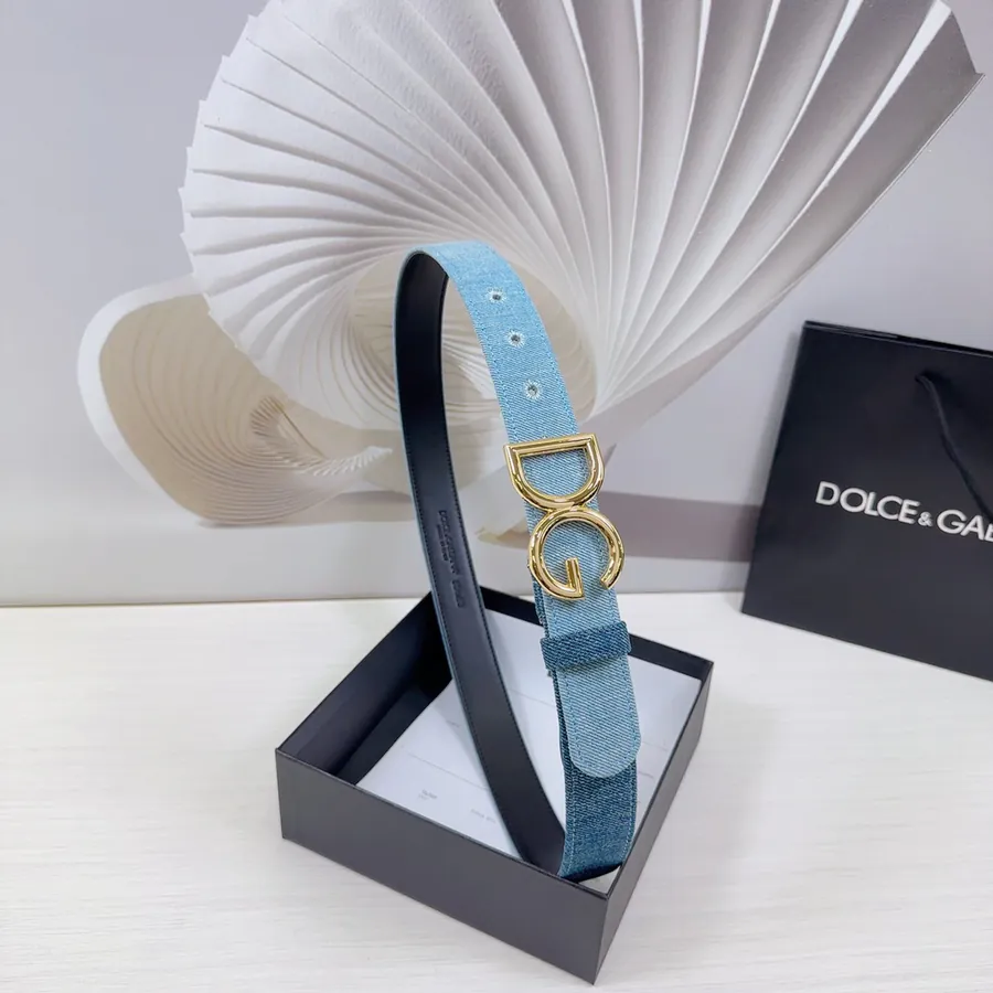 D&G Belt in 3.0cm Width, Premium Leather and Denim