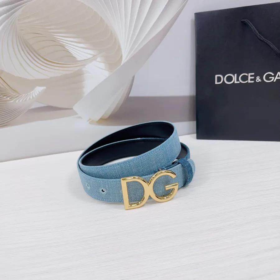 D&G Belt in 3.0cm Width, Premium Leather and Denim