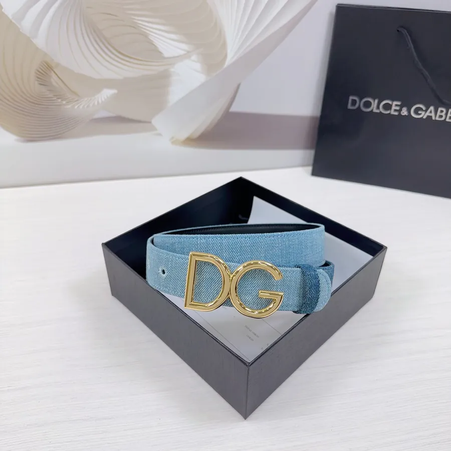 D&G Belt in 3.0cm Width, Premium Leather and Denim