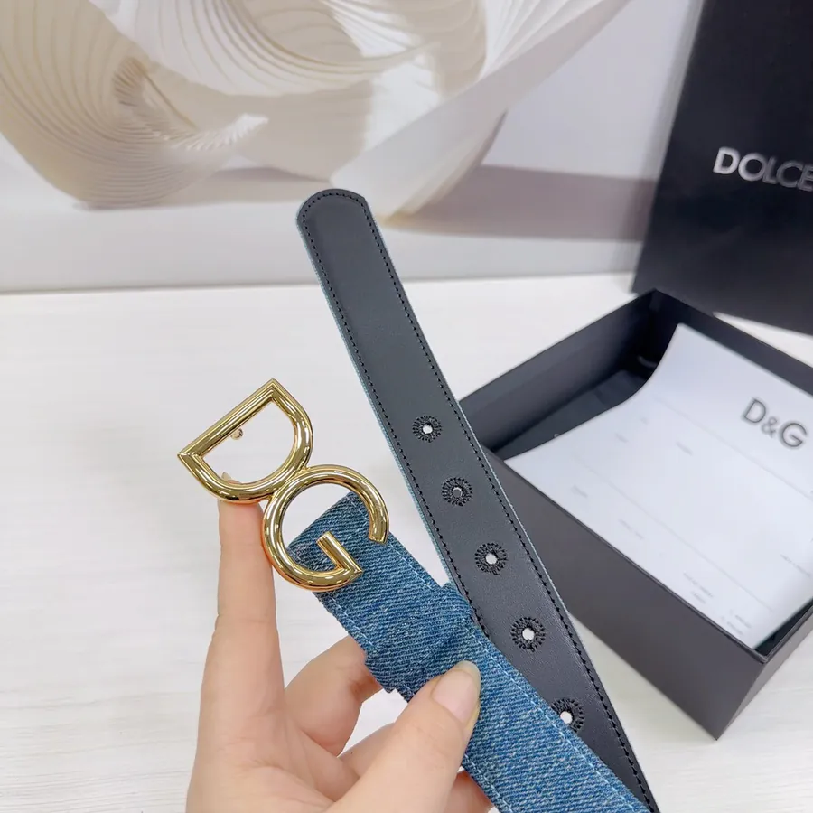 D&G Belt in 3.0cm Width, Premium Leather and Denim