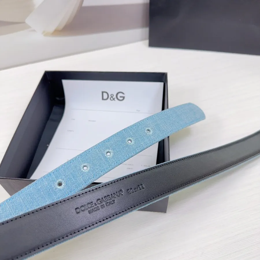 D&G Belt in 3.0cm Width, Premium Leather and Denim