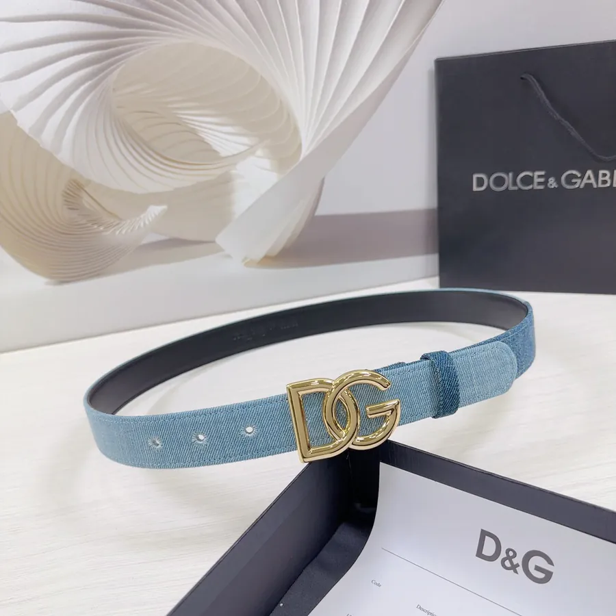 D&G Belt in 3.0cm Width, Premium Leather and Denim Material