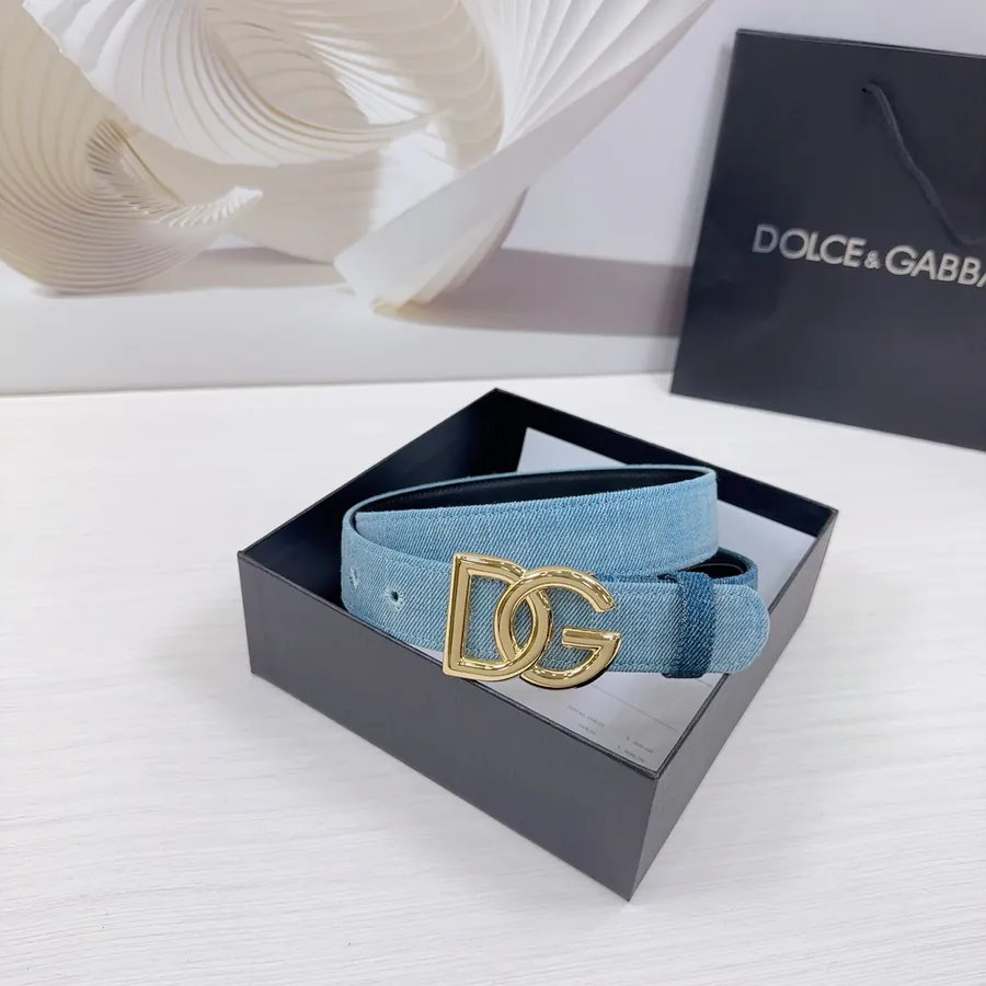 D&G Belt in 3.0cm Width, Premium Leather and Denim Material