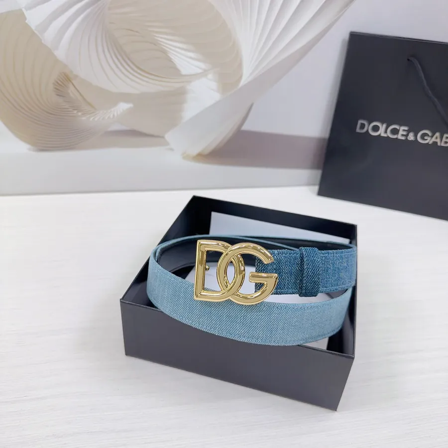 D&G Belt in 3.0cm Width, Premium Leather and Denim Material