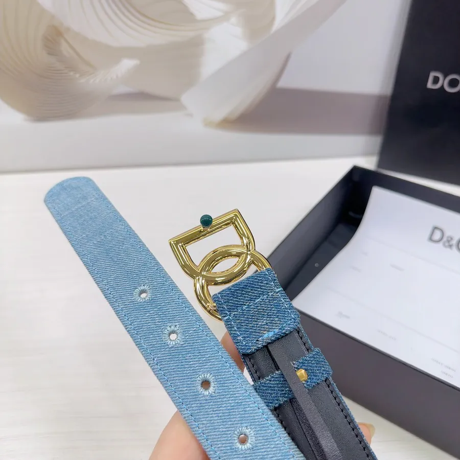 D&G Belt in 3.0cm Width, Premium Leather and Denim Material