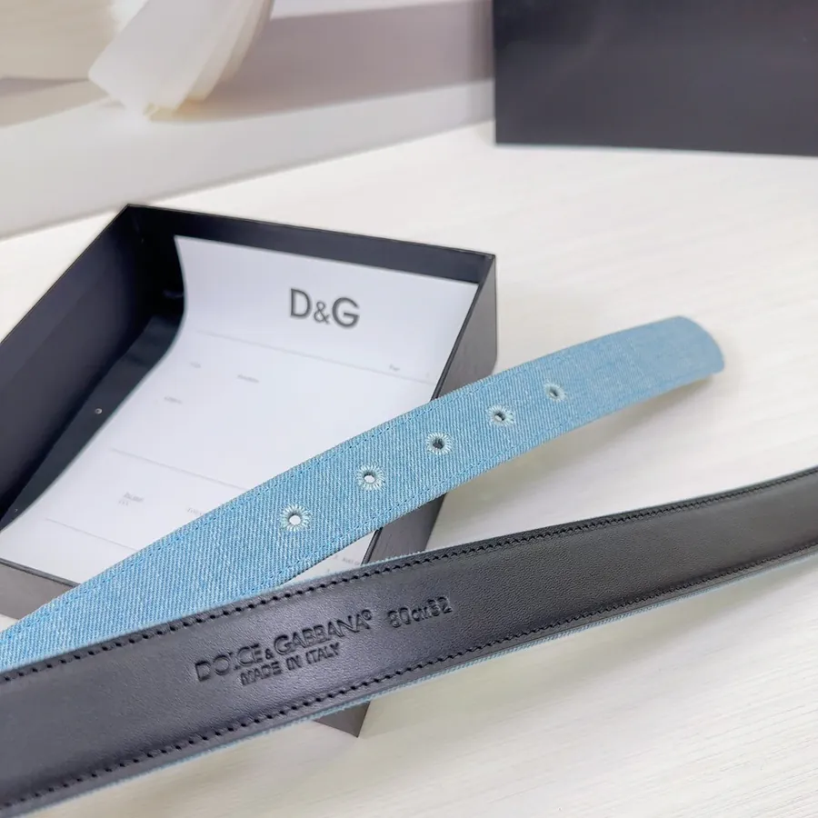 D&G Belt in 3.0cm Width, Premium Leather and Denim Material