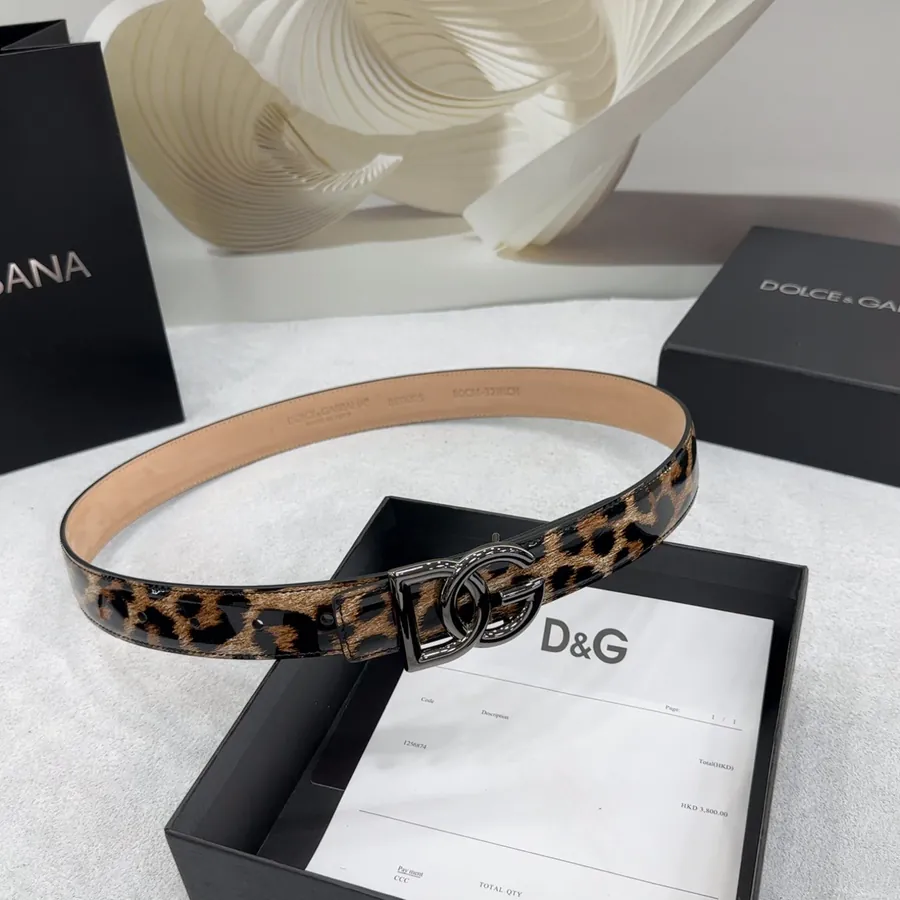D&G Belt in 3.0cm Width, Double Face Top Grain Leather