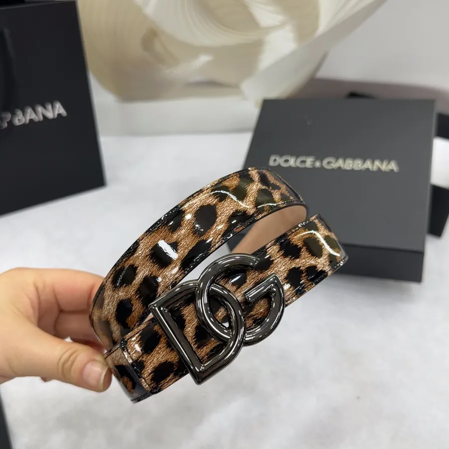 D&G Belt in 3.0cm Width, Double Face Top Grain Leather