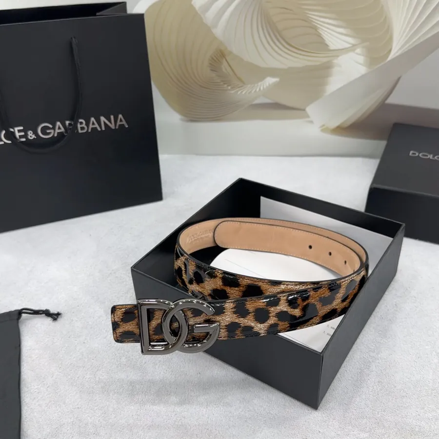 D&G Belt in 3.0cm Width, Double Face Top Grain Leather