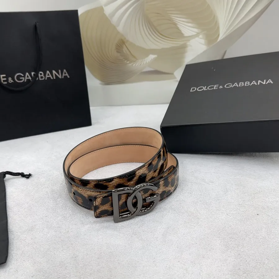 D&G Belt in 3.0cm Width, Double Face Top Grain Leather