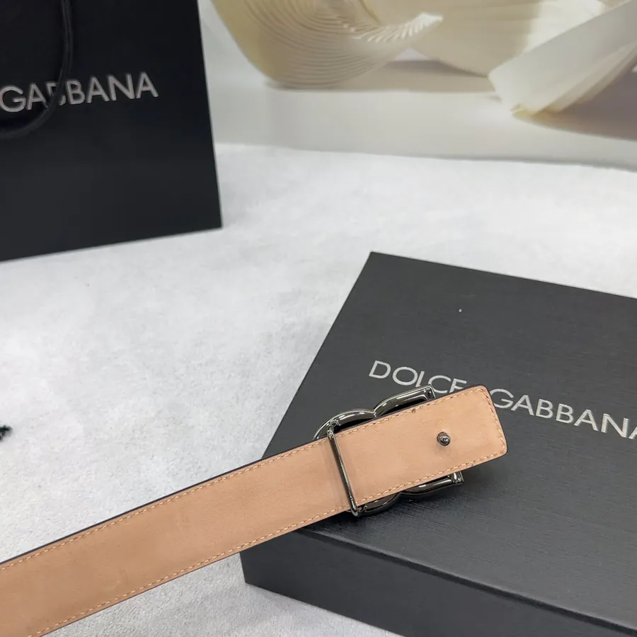 D&G Belt in 3.0cm Width, Double Face Top Grain Leather