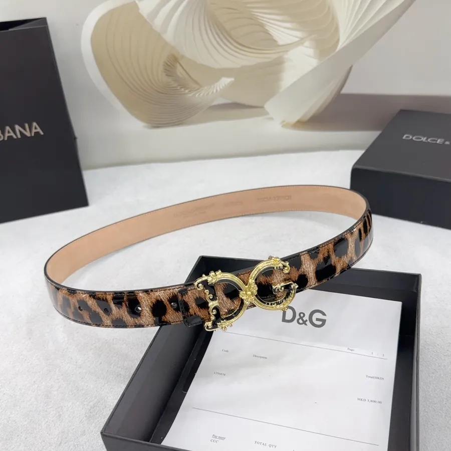 D&G Belt in 3.0cm Width, Double Sided Top Grain Leather