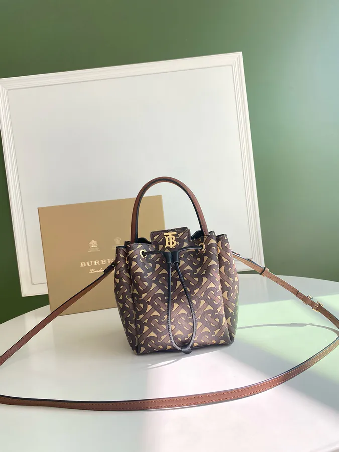 Thomas Burberry Bucket Bag with Soft Structured Shape