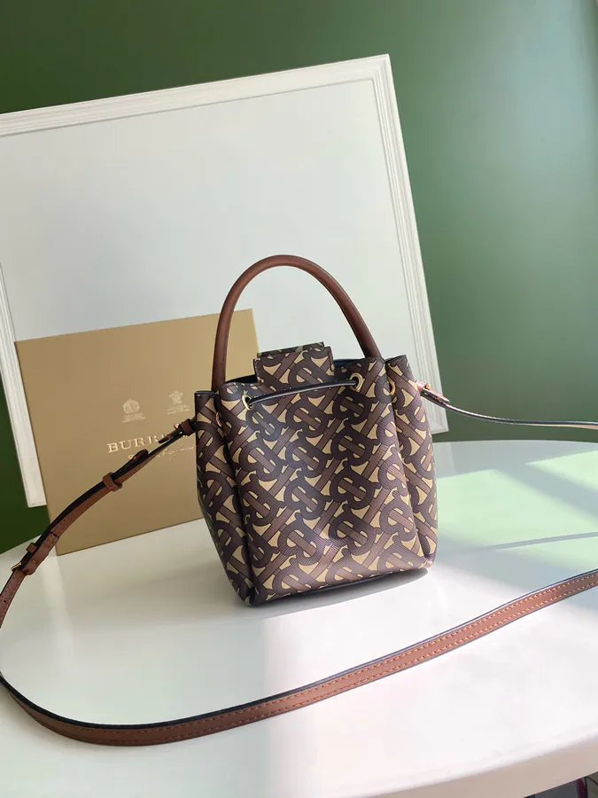 Thomas Burberry Bucket Bag with Soft Structured Shape