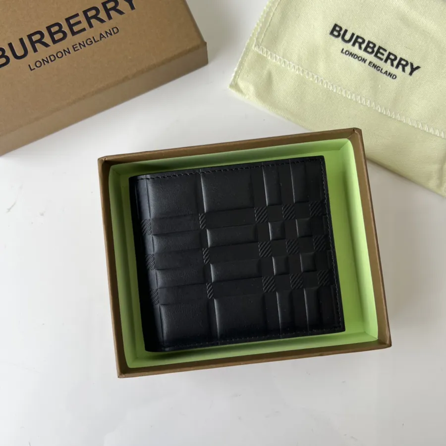 Checkerboard Embossed Leather Wallet from B•Home