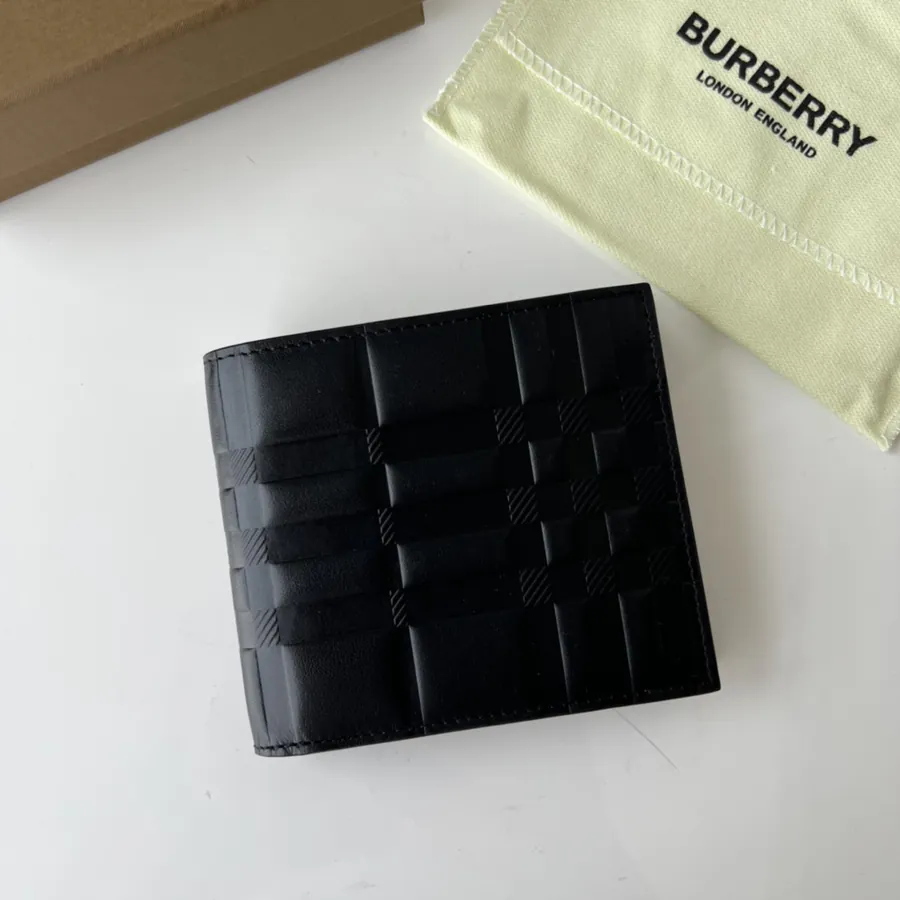 Checkerboard Embossed Leather Wallet from B•Home