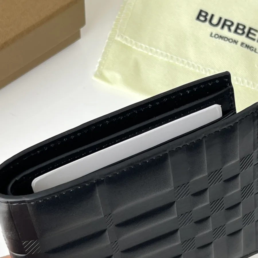 Checkerboard Embossed Leather Wallet from B•Home