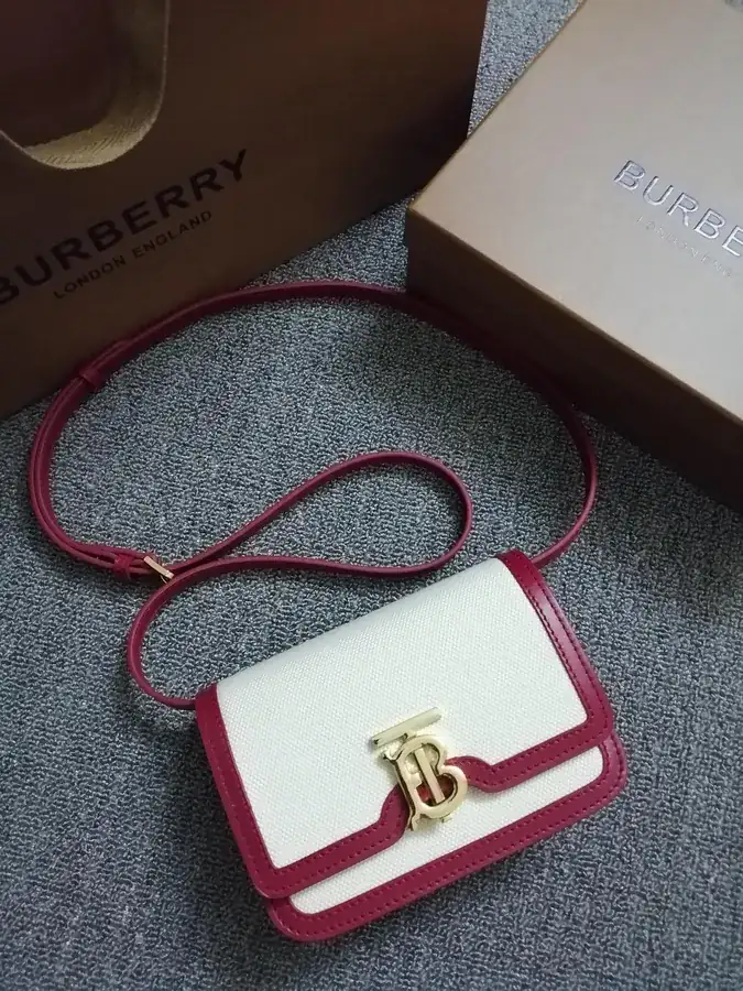 P480 Thomas Bur Mini Signature Dual Tone Canvas and Leather Crossbody Bag